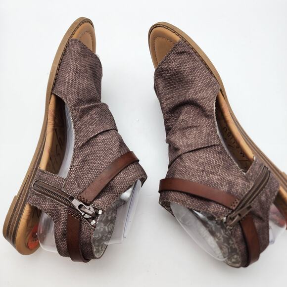 Blowfish Malibu Sandal Booties Flats Size 9.5 Brown Gladiator Fabric Open Toe - Picture 7 of 11